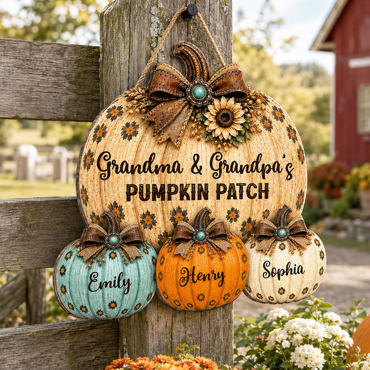 Cozy Rustic Western Fall Season Pumpkin Patch Personalized Wood Sign