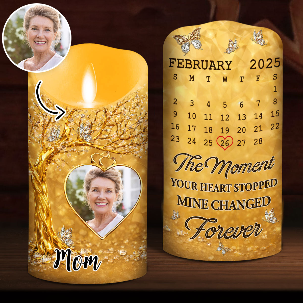 The Moment My Heart Changed Forever - Personalized LED Candle