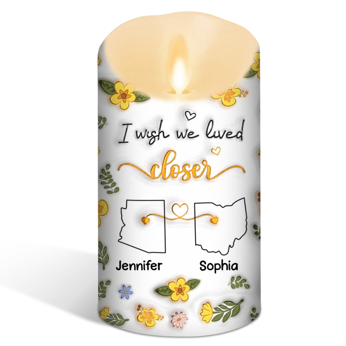 I Wish We Lived Closer - Personalized 3D Inflated Effect LED Candle