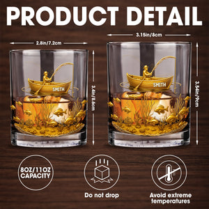 Experience the Spirit of Adventure, Fisherman and Underwater Scene - Personalized Custom Whiskey Glass - XMAS089_RWG