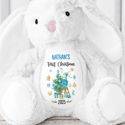 First Christmas With Christmas Tree And Gifts - Personalized Stuffed Bunny - XMAS098_BUN