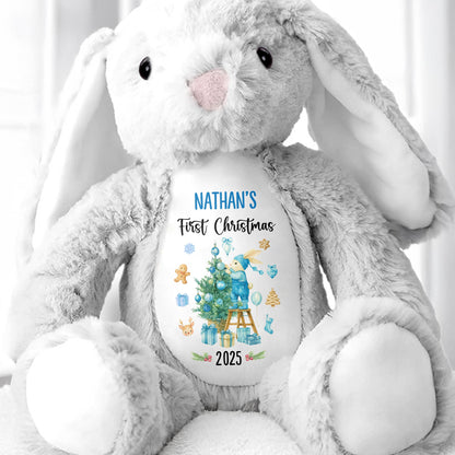 First Christmas With Christmas Tree And Gifts - Personalized Stuffed Bunny - XMAS098_BUN