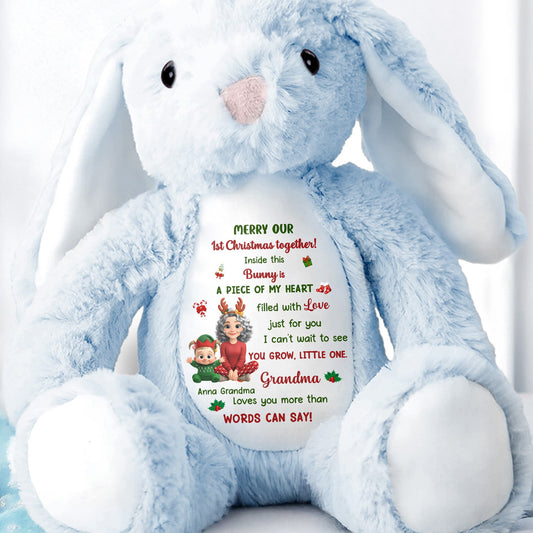 Merry Our 1st Christmas Together Filled With Love - Personalized Stuffed Bunny - XMAS179_BUN