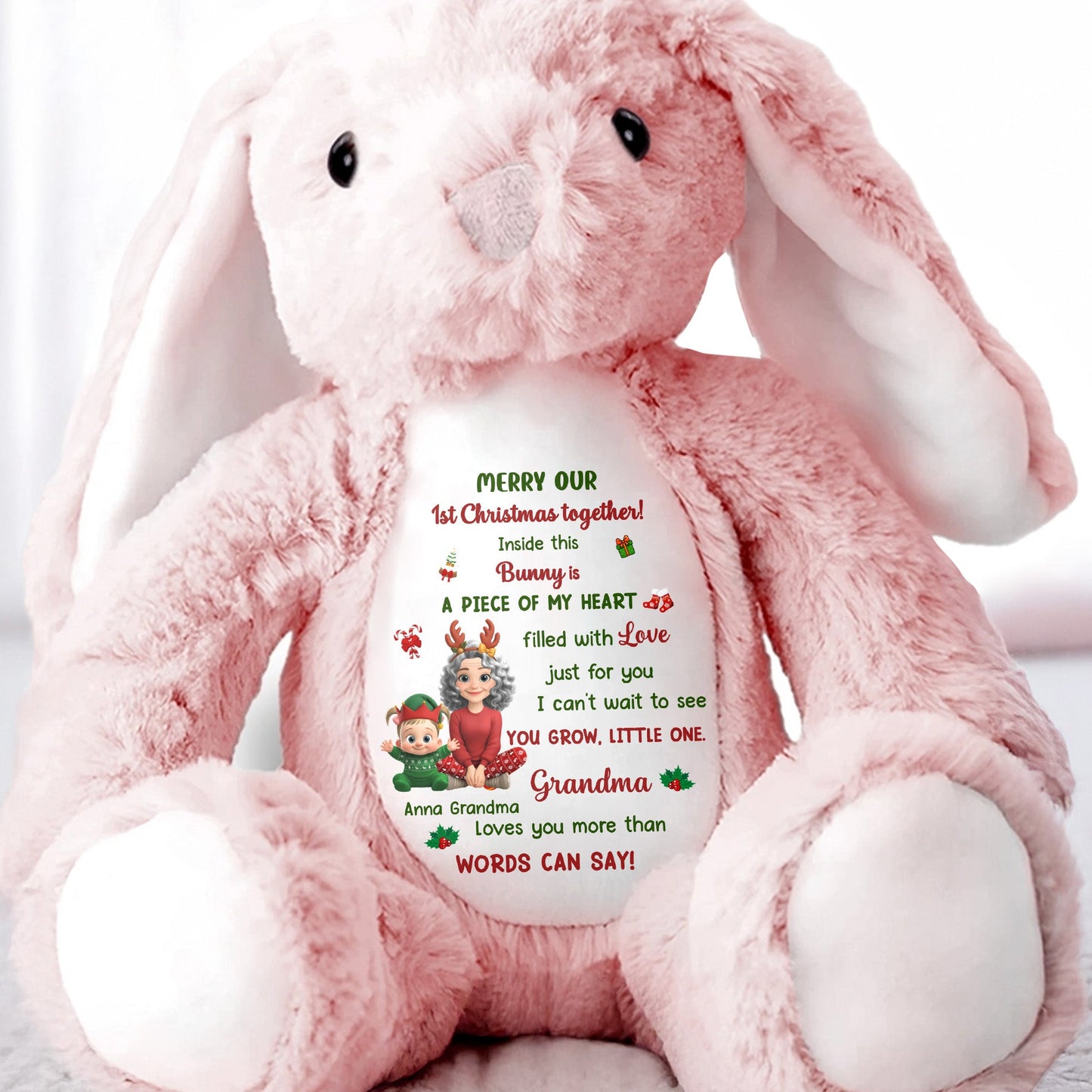 Merry Our 1st Christmas Together Filled With Love - Personalized Stuffed Bunny - XMAS179_BUN