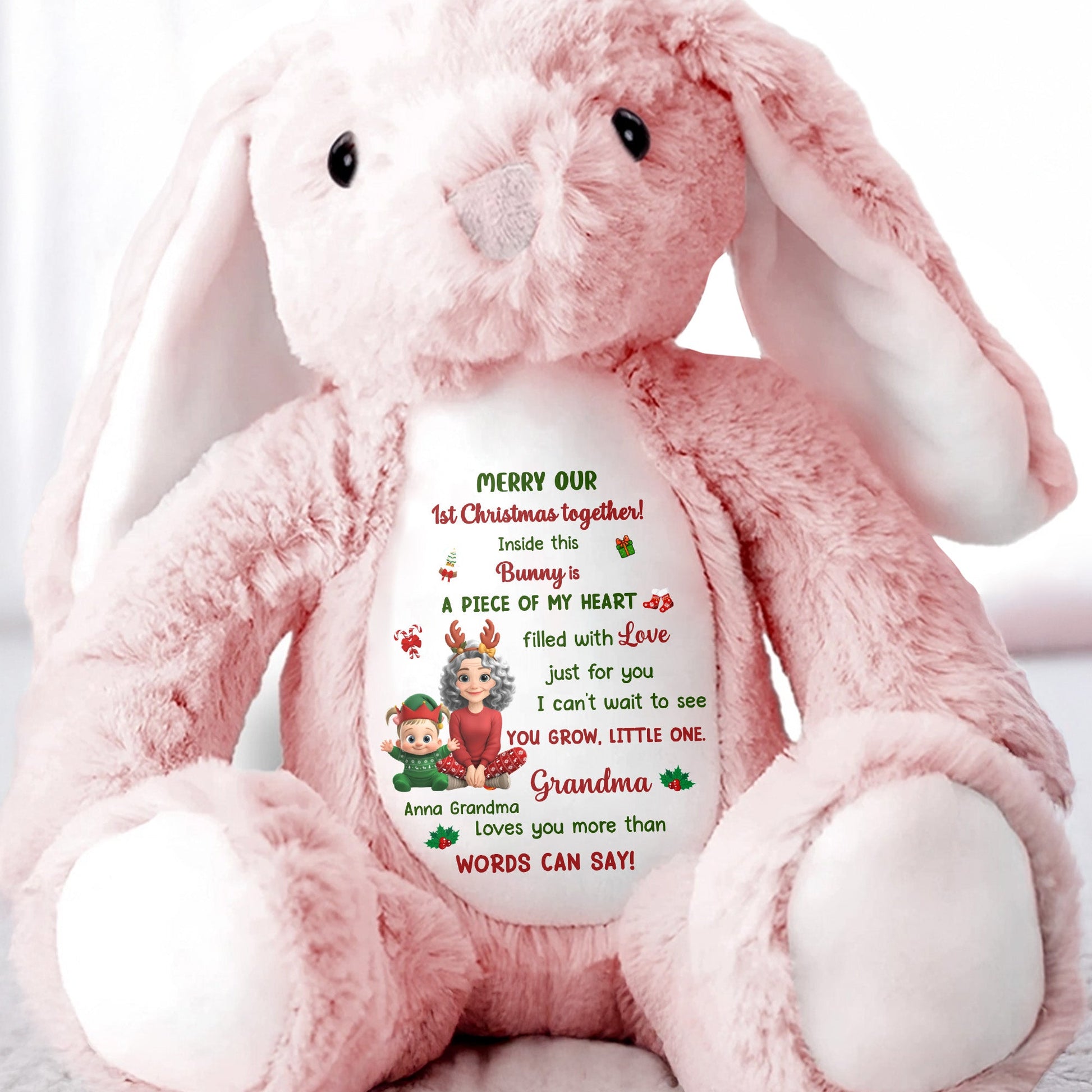 Merry Our 1st Christmas Together Filled With Love - Personalized Stuffed Bunny - XMAS179_BUN