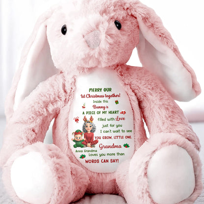 Merry Our 1st Christmas Together Filled With Love - Personalized Stuffed Bunny - XMAS179_BUN