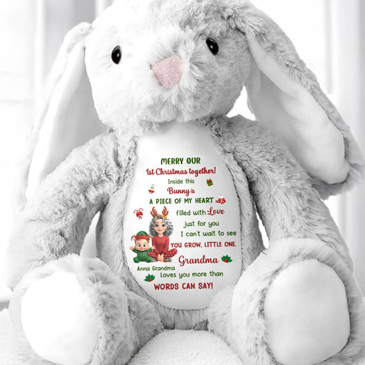 Merry Our 1st Christmas Together Filled With Love - Personalized Stuffed Bunny - XMAS179_BUN