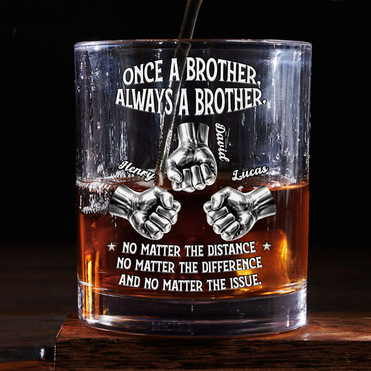 Always My Brother personalized whiskey glass