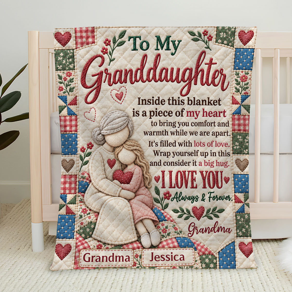 Hugs Warmth And Love Personalized Fleece Blanket