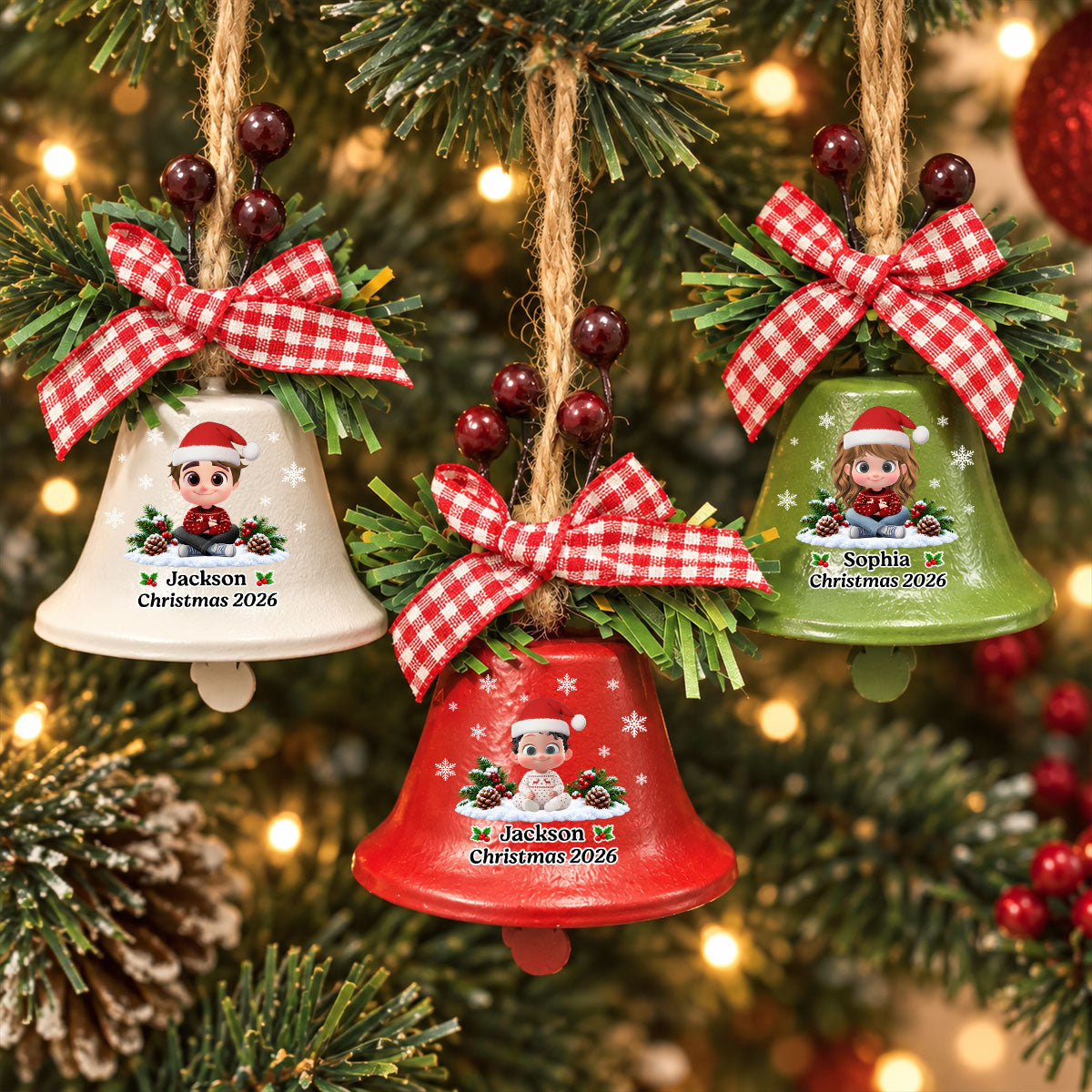Grandma Christmas Treasures personalized metal bell ornament