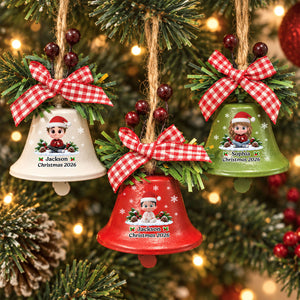 Grandma Christmas Treasures personalized metal bell ornament