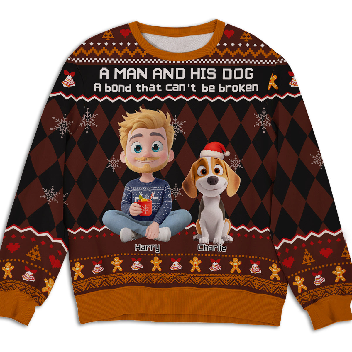 Just A Man Who Loves His Dog Christmas Ver Kid - Personalized All-Over-Print Sweatshirt