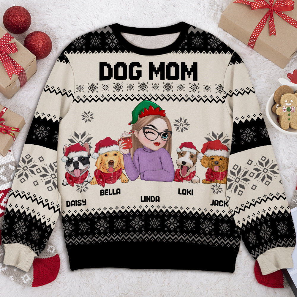 Dog Mom Christmas - Personalized All-Over-Print Sweatshirt