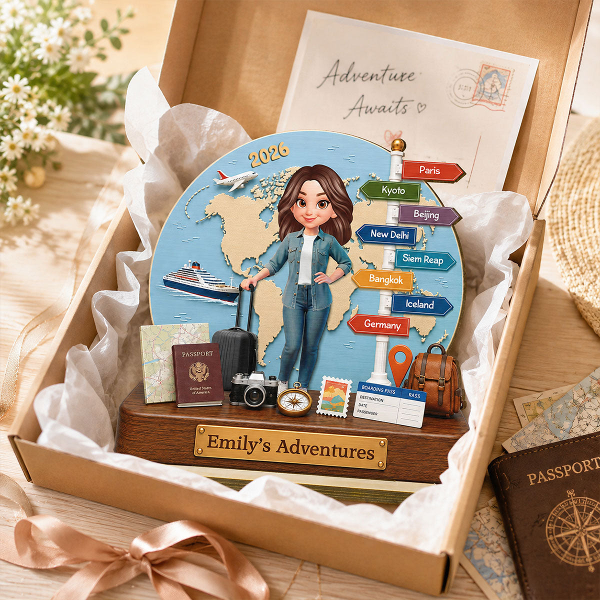 Traveling Destination Travel Adventure - Personalized Wooden Plaque
