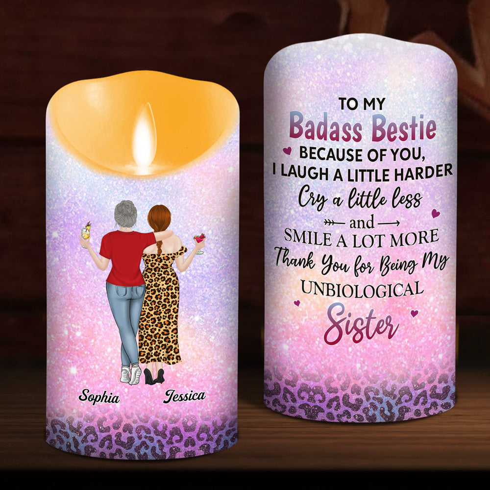 To My Badass Unbiological Sister - Personalized LED Candle
