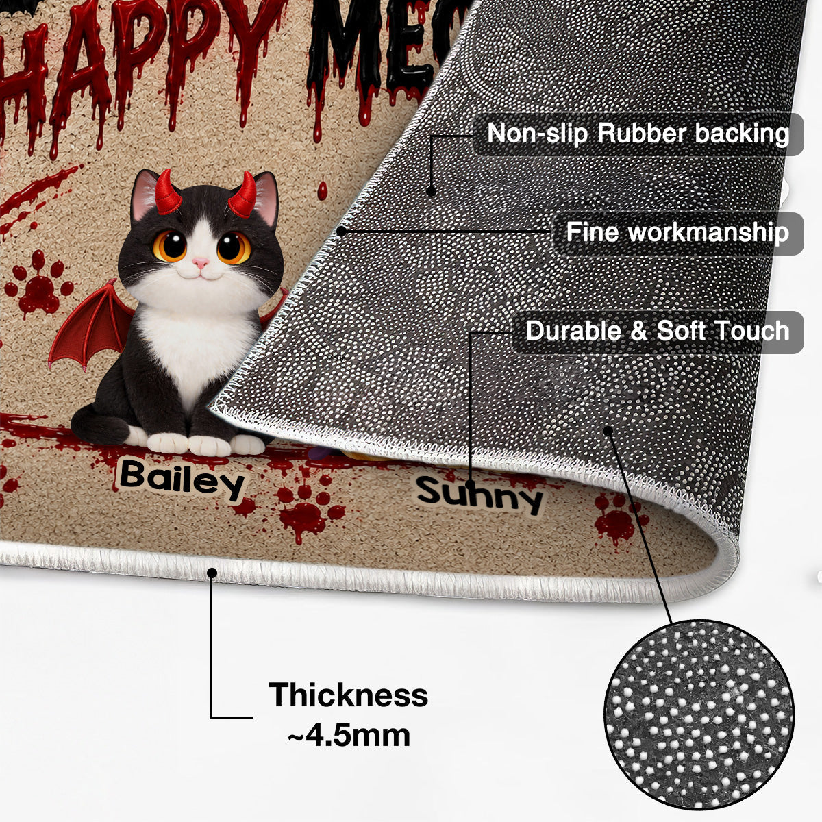 Halloween Horror Theme Beware Of Little Meownsters Cats - Personalized Doormat - Halloween Decor For Cat Lovers