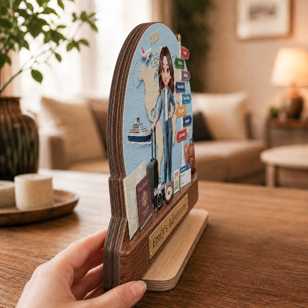 Traveling Destination Travel Adventure - Personalized Wooden Plaque