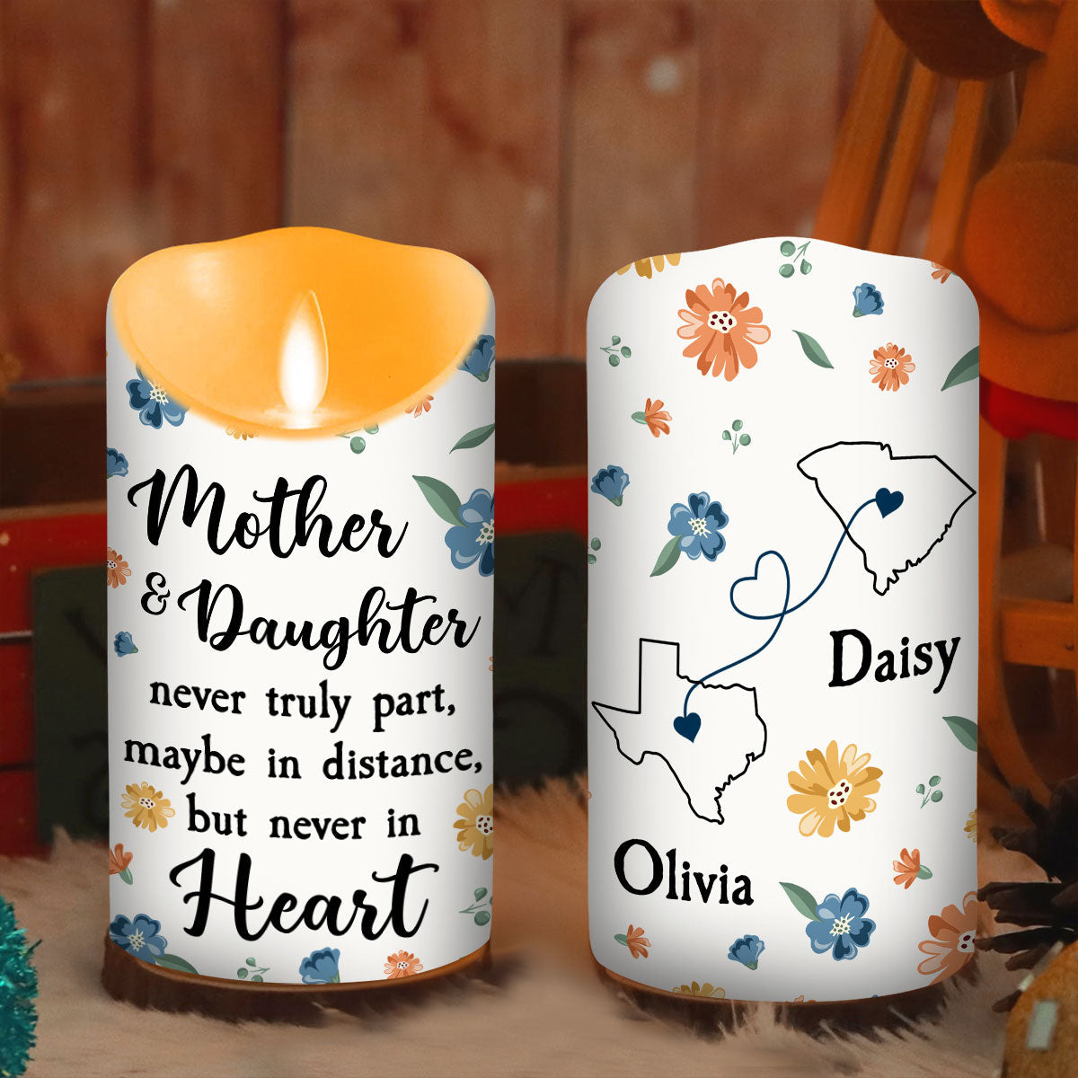 Mother And Daughter - Personalized LED Candle
