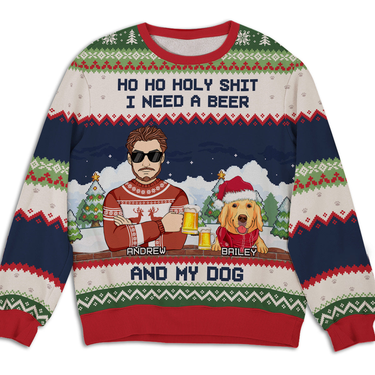 I Need Beers And My Dogs - Personalized All-Over-Print Sweatshirt