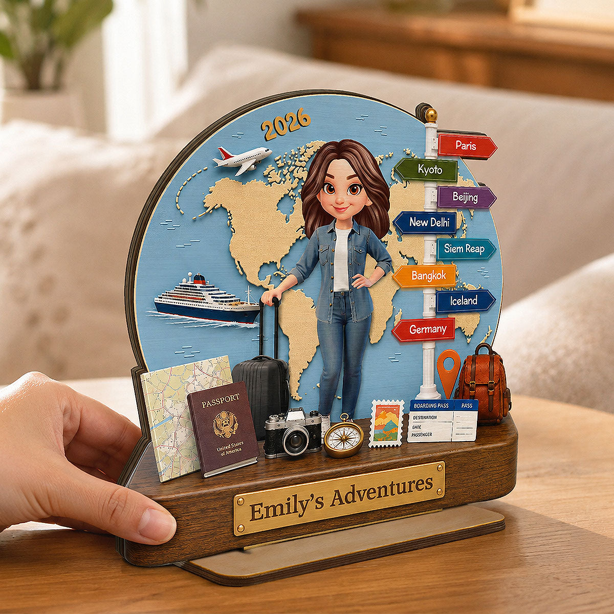 Traveling Destination Travel Adventure - Personalized Wooden Plaque