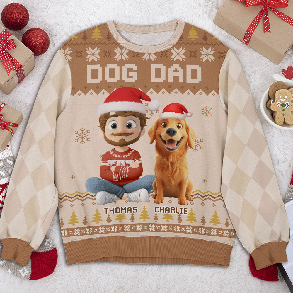 Dog Dad 2025 Christmas - Personalized All-Over-Print Sweatshirt