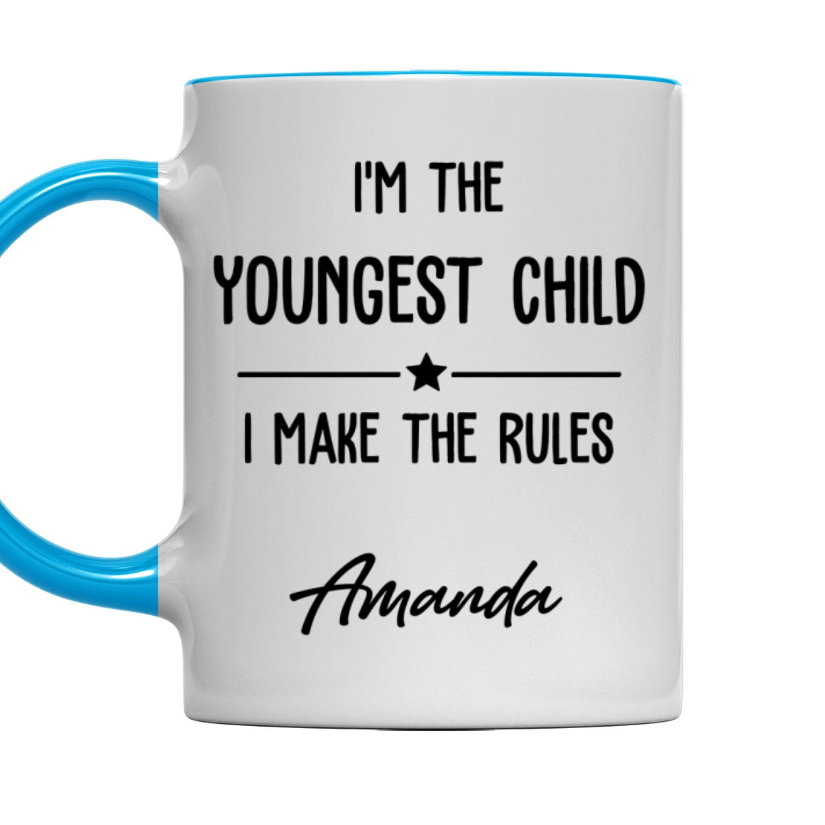 Family Rules Start With Siblings - Personalized Accent Mug - Blue
