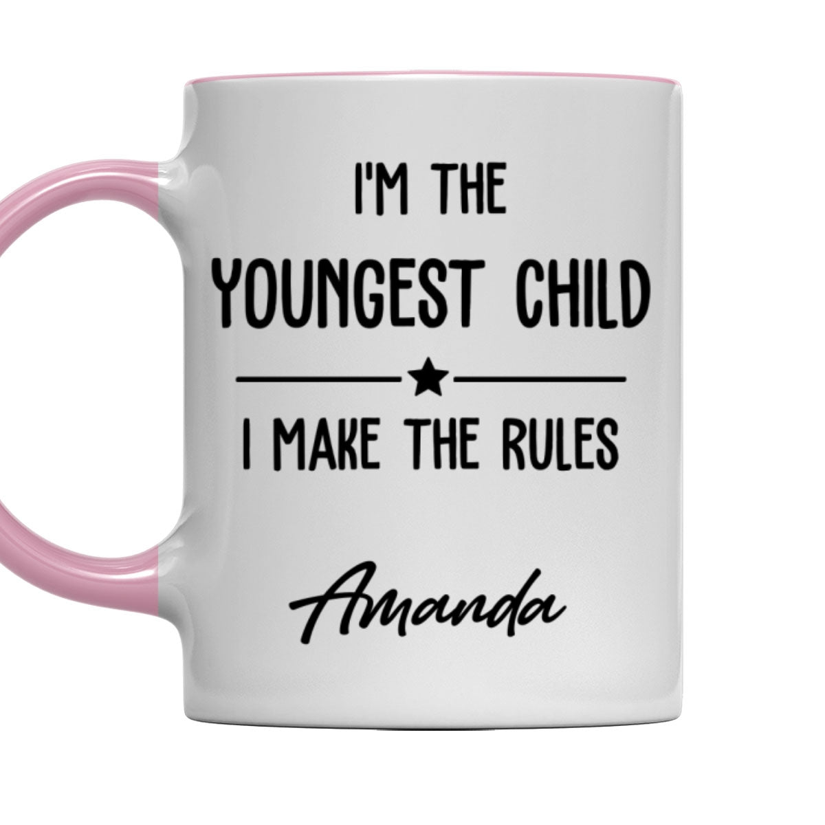 Family Rules Start With Siblings - Personalized Accent Mug - Pink
