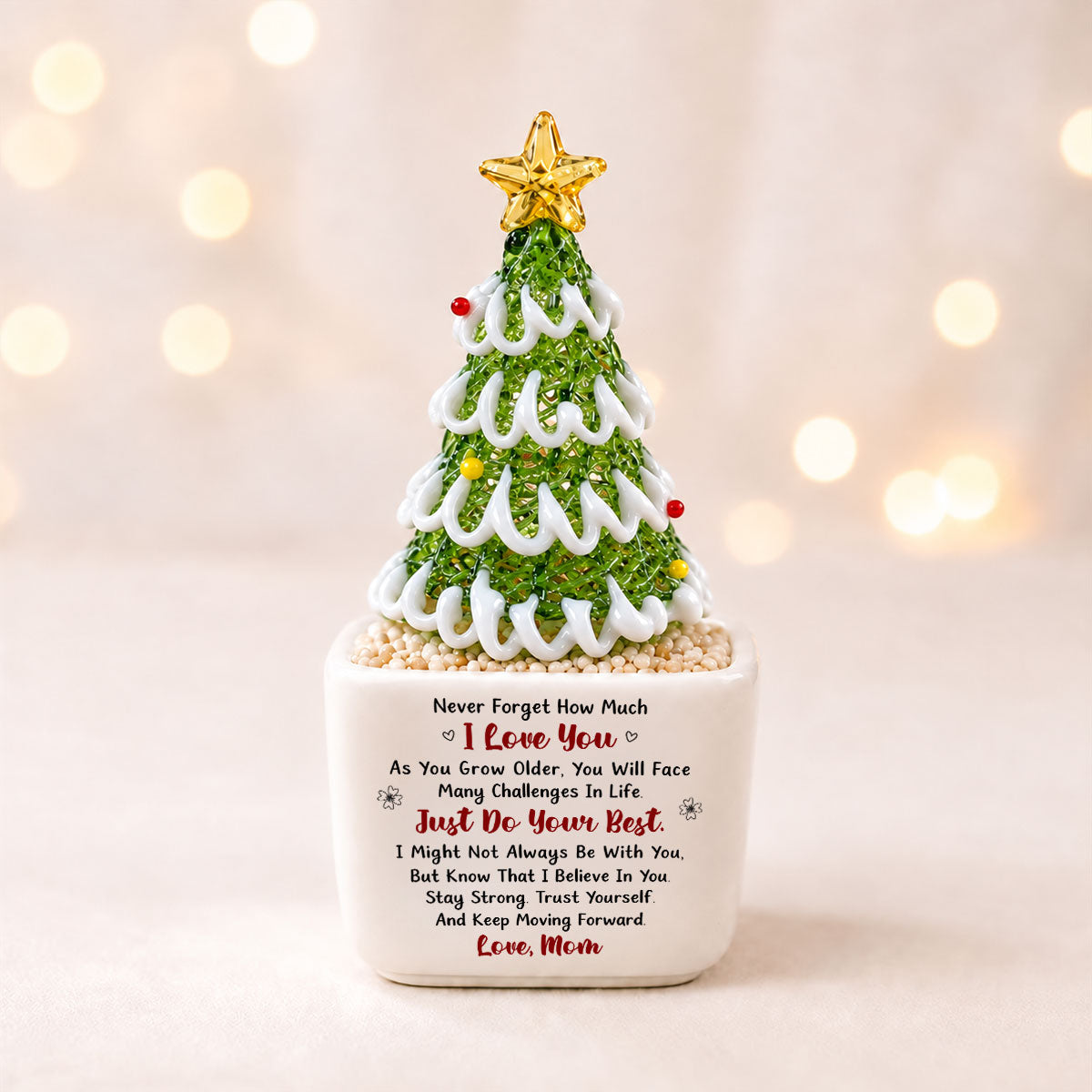 My Little Daughter - Personalized Glass Christmas Tree - Christmas Gift For Mom, Daughter