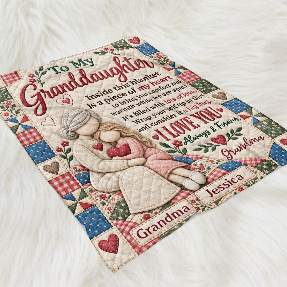 Hugs Warmth And Love Personalized Fleece Blanket
