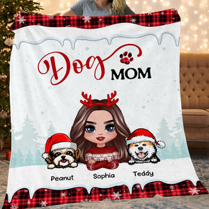 Doll Dog Mom Christmas Personalized Fleece Blanket