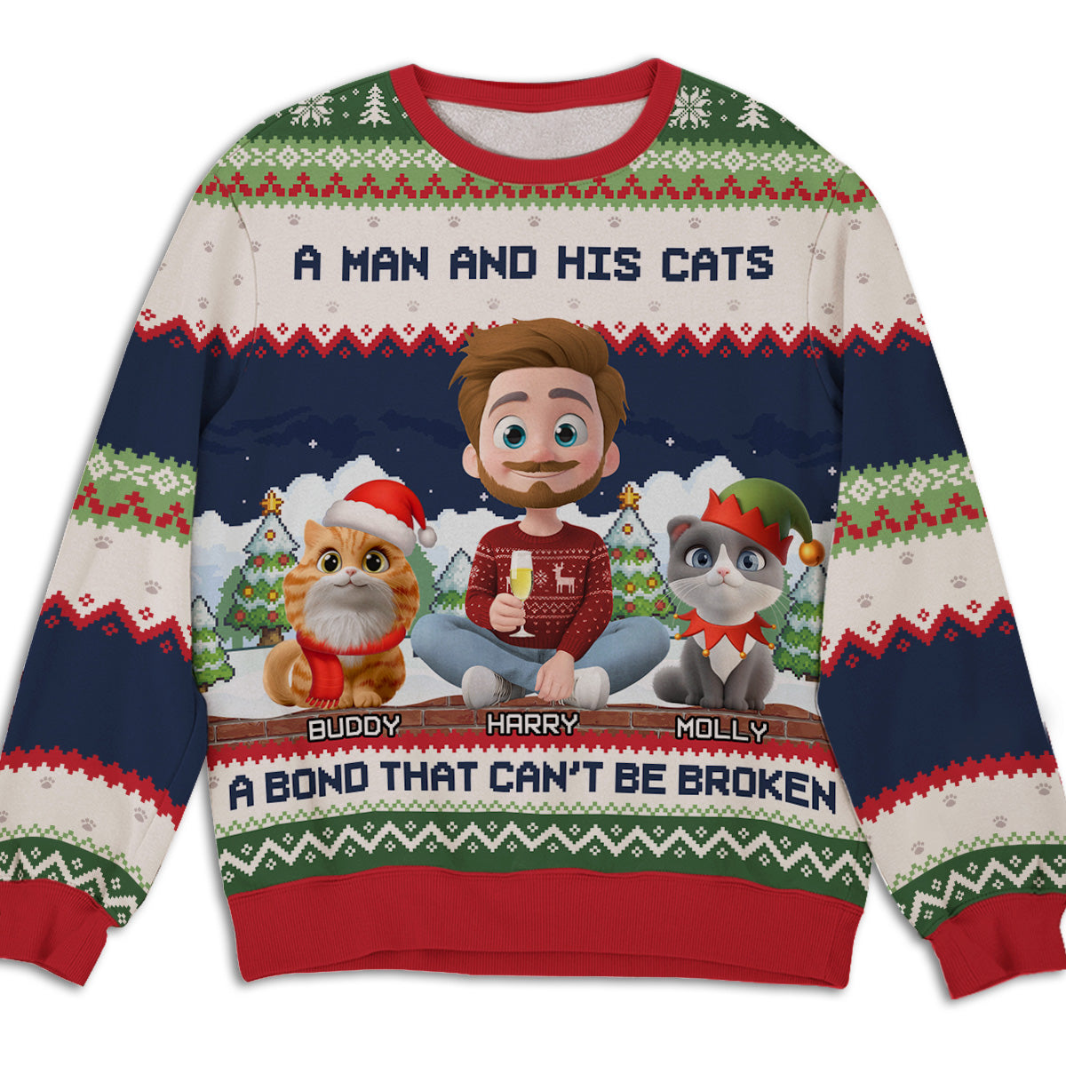 Can Not Be Broken Cat Version - Personalized All-Over-Print Sweatshirt
