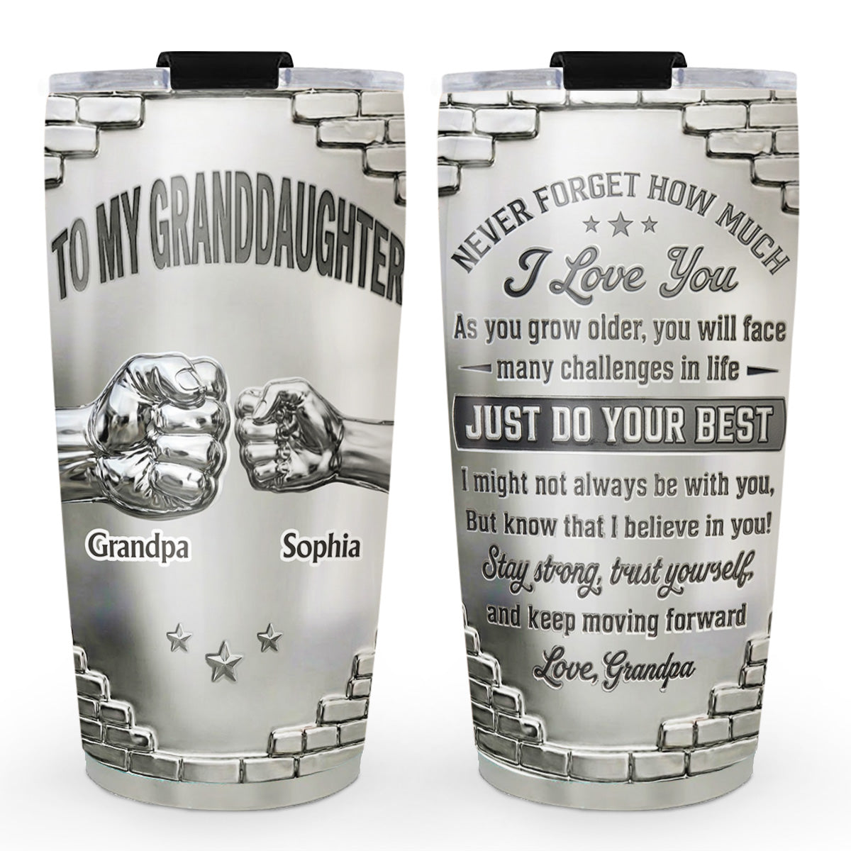 To My Granddaughter I Believe In You - Personalized 3D Effect Tumbler - Christmas Gift For Daughter, Granddaughter