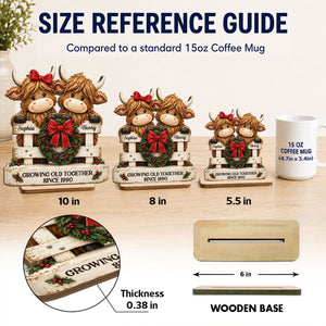 Happy Highland Cows Couple Christmas Fence personalized wooden plaque
