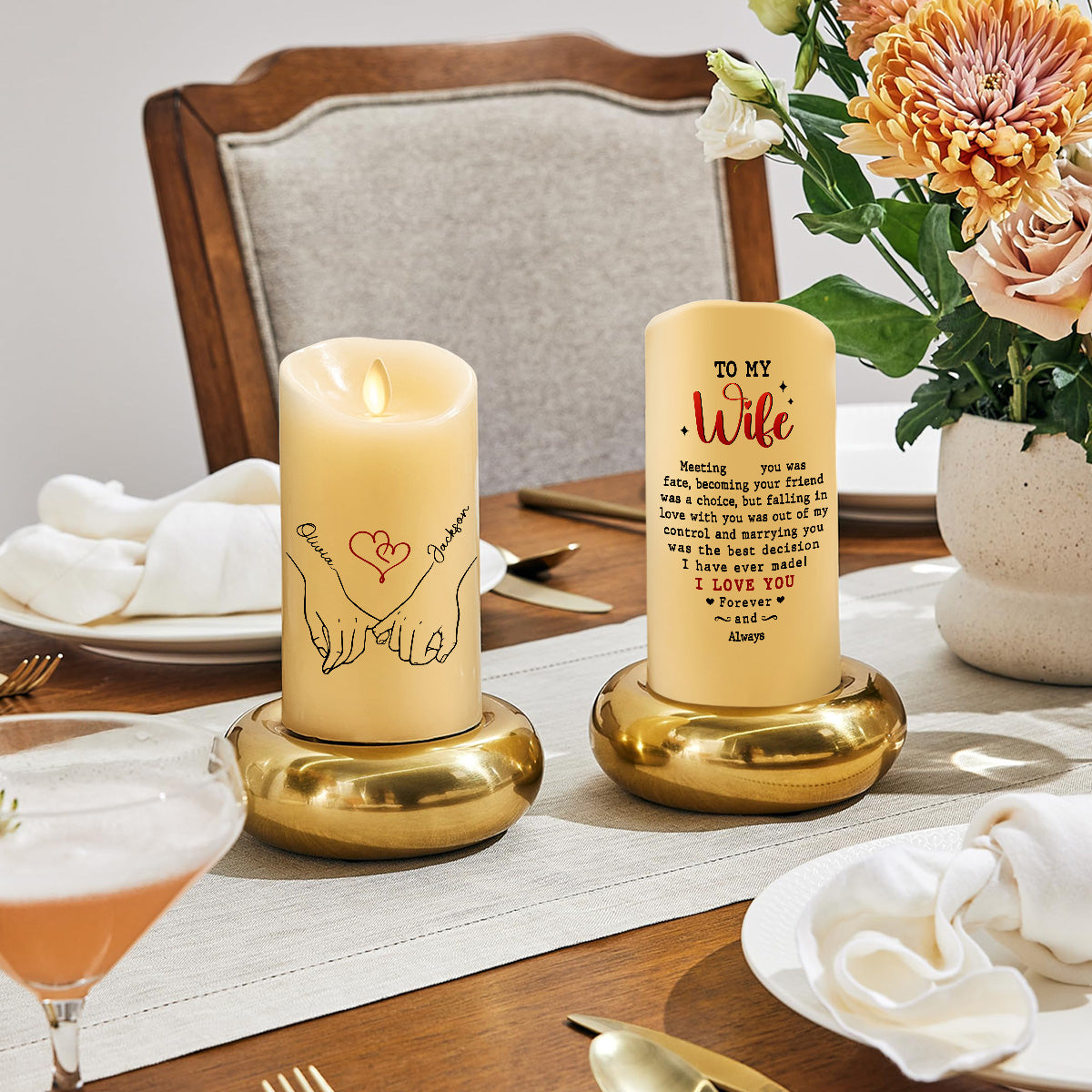 To My Wife I Love You Forever And Always - Personalized LED Candle