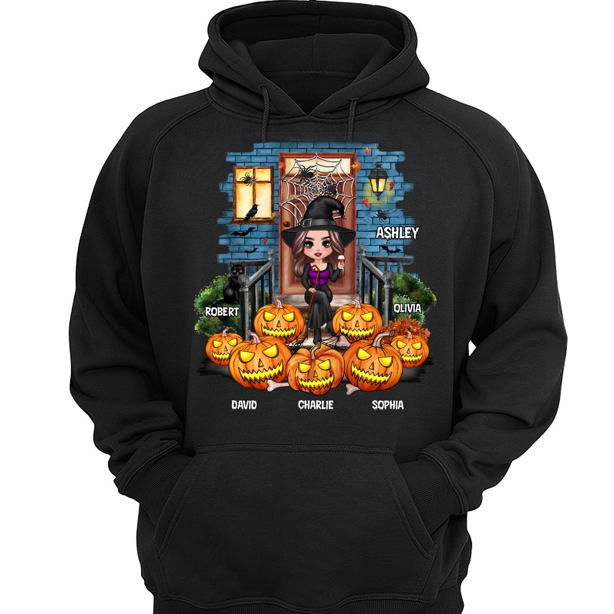 Halloween Pumpkins Front Porch Personalized Shirt