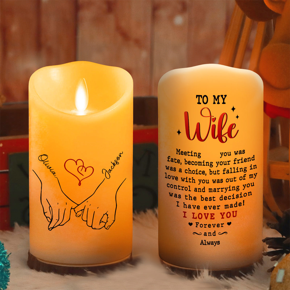 To My Wife I Love You Forever And Always - Personalized LED Candle