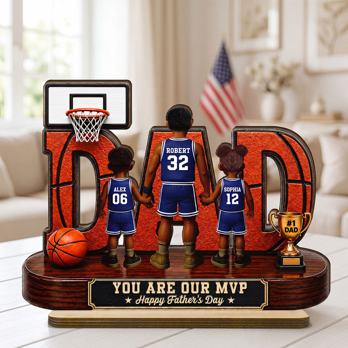 Basketball Dad Legend You Are Our MVP personalized 2-layered wooden plaque