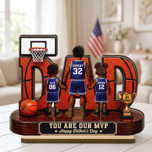 Basketball Dad Legend You Are Our MVP personalized 2-layered wooden plaque