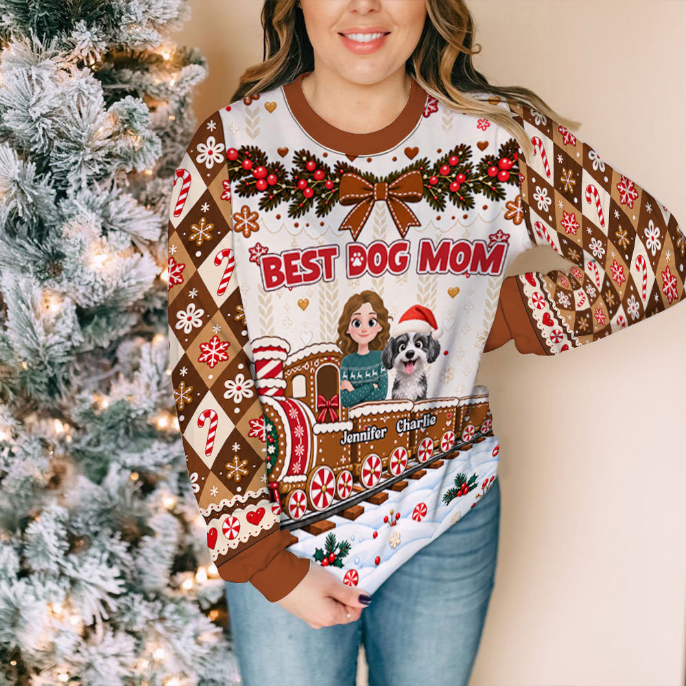Best Dog Mom personalized all-over-print sweatshirt