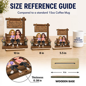 Besties Sitting Under Sign Post 2D Flat - Personalized Wooden Plaque - Gift For Best Friend