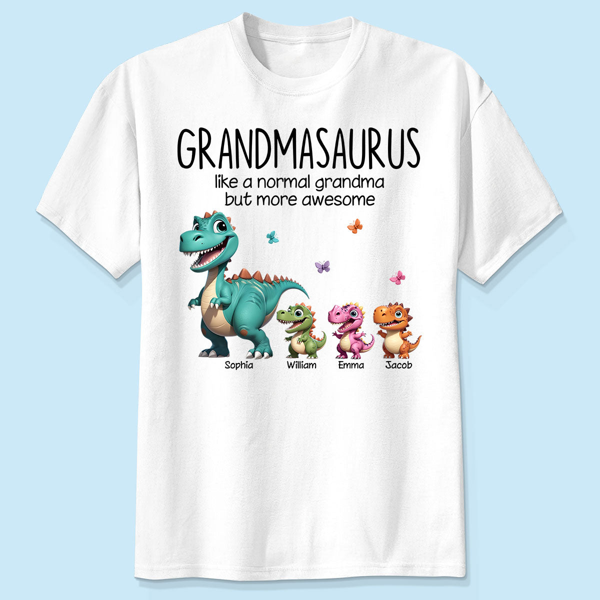 Grandmasaurus And Kids 3D Effect Dinosaurs Personalized Shirt