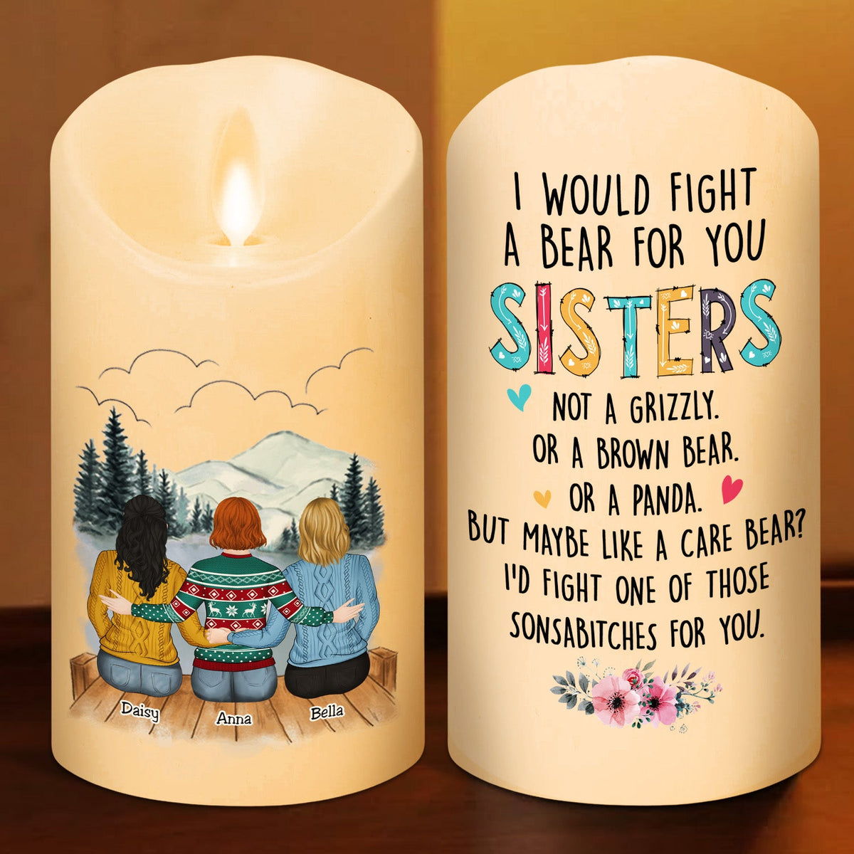 I Would Fight A Bear For You Sister - Personalized LED Candle - Christmas Gift For Sister, Best Friend