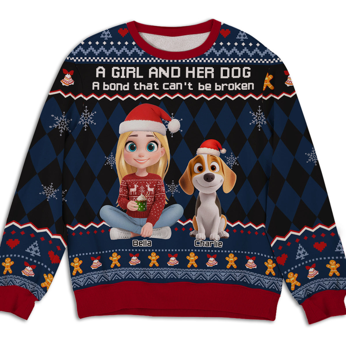 Just A Girl Who Loves Her Dog Christmas - Personalized All-Over-Print Sweatshirt