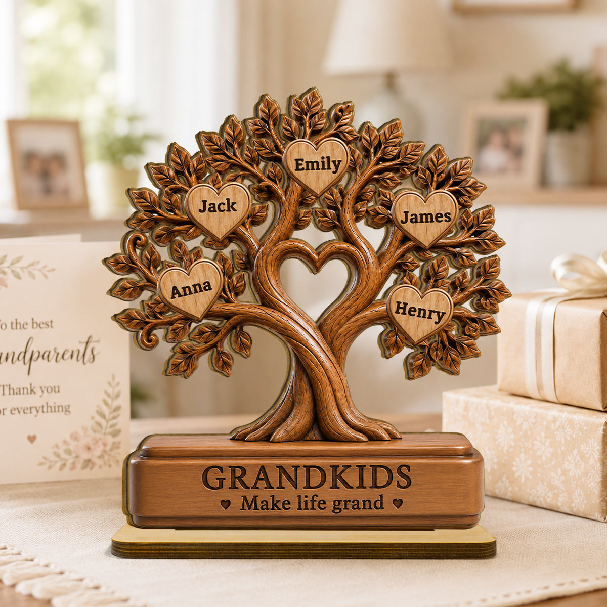 Grandkids Make Life Grand - Personalized 2-Layered Wooden Plaque