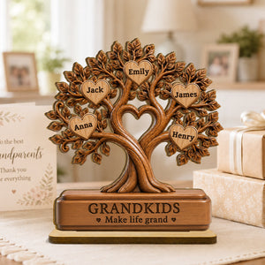 Grandkids Make Life Grand - Personalized 2-Layered Wooden Plaque