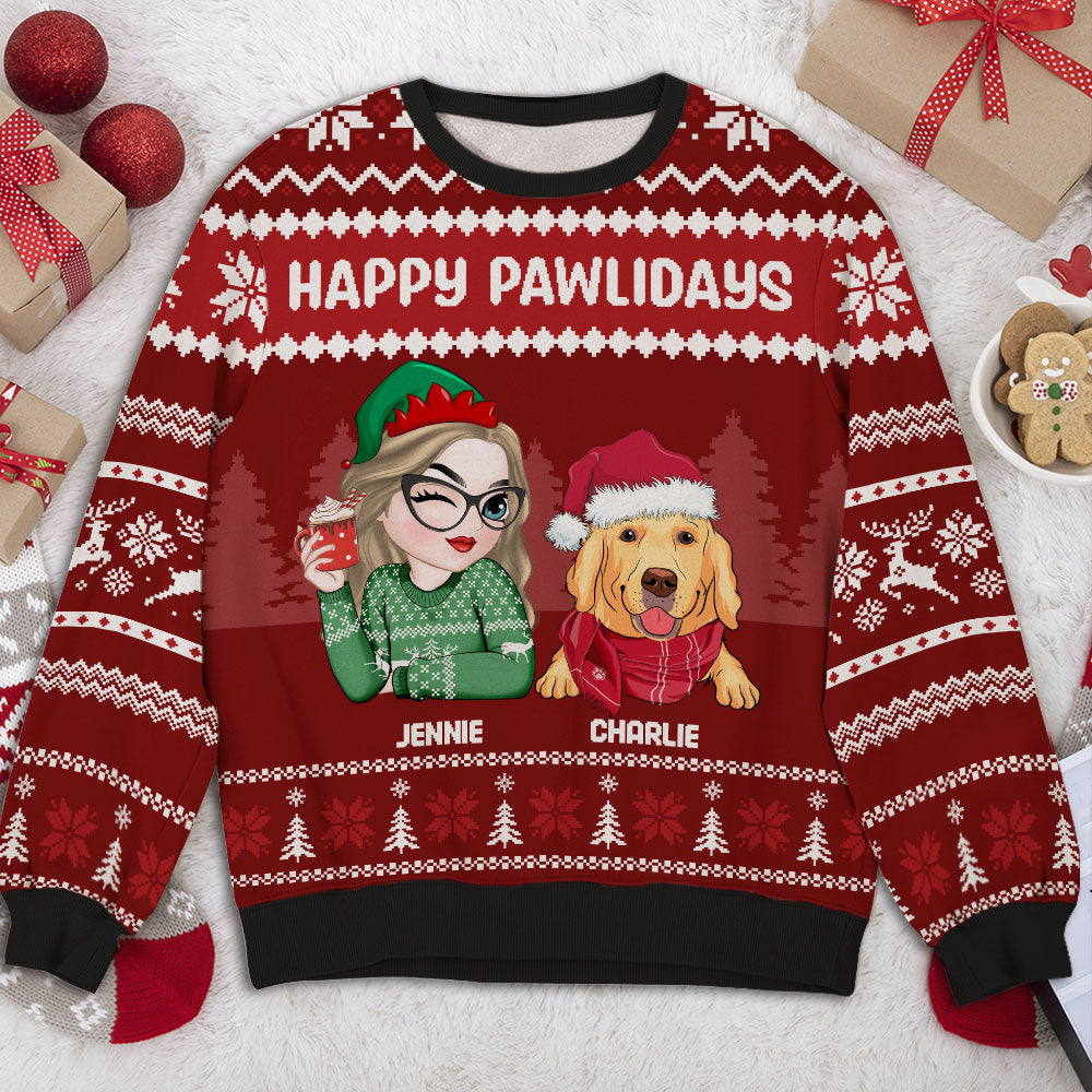 Lovely Dog Mom Dad Christmas - Personalized All-Over-Print Sweatshirt