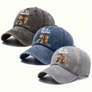 Cool Dog Father Personalized Vintage Washed Denim Cap