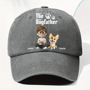Cool Dog Father Personalized Vintage Washed Denim Cap