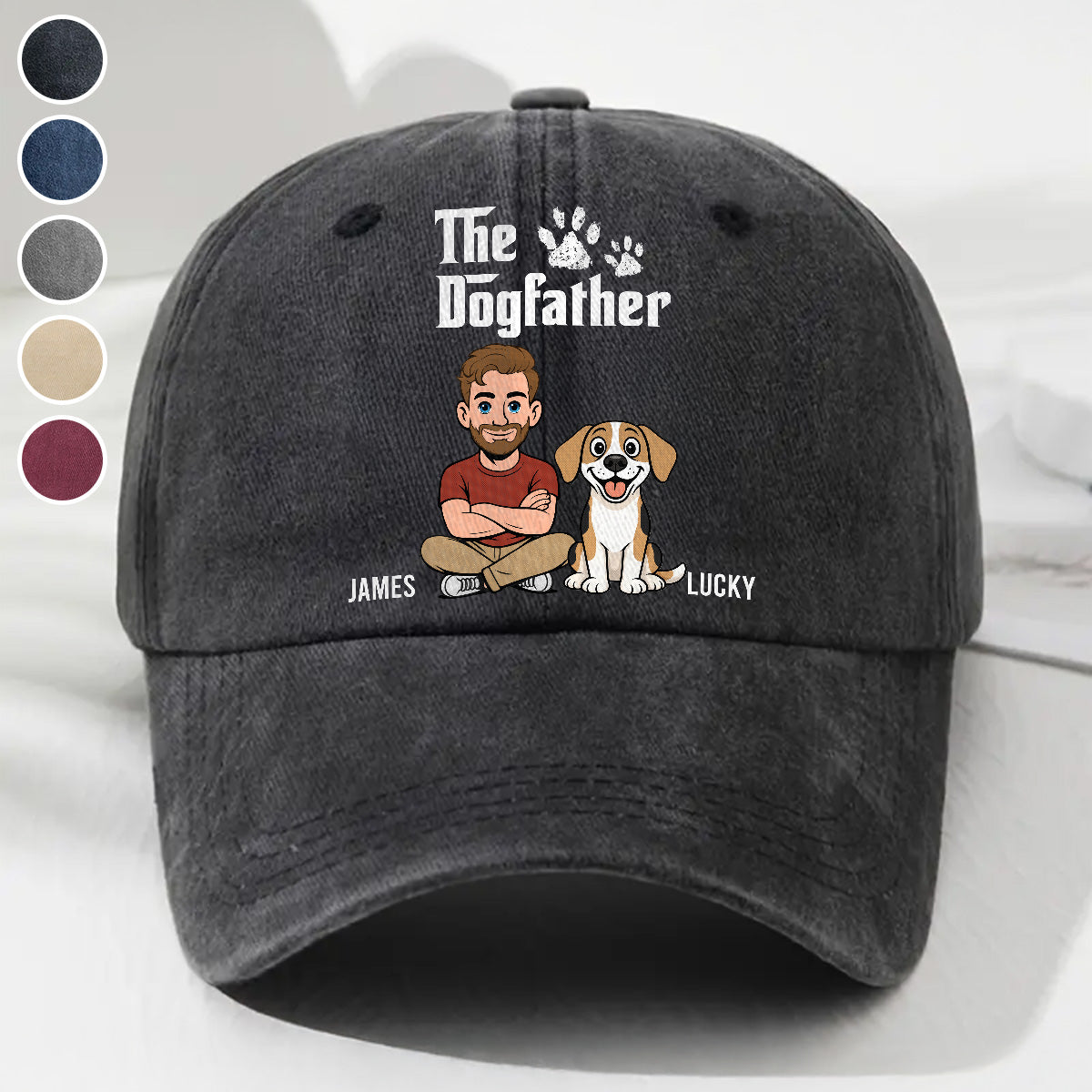 Cool Dog Father Retro Personalized Vintage Washed Denim Cap