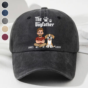 Cool Dog Father Retro Personalized Vintage Washed Denim Cap